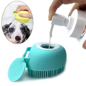 Pet Bath Brush with Shampoo Dispenser – Soft Silicone Dog & Cat Grooming Brush