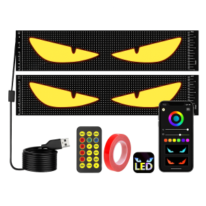 Dynamic Big Eye LED Display Lights – Smart Animated Windshield Lights with App Control & Custom Text | USB Waterproof Car Accessory