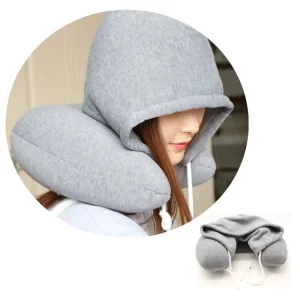 Hooded Travel Neck Pillow – Memory Foam Comfort with Eye Mask