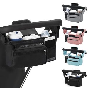 Ultimate Baby Stroller Organizer with Non-Slip Strap – Smart Storage Bag with Cup Holders, Detachable Wristlet & Shoulder Strap
