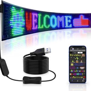 Bluetooth App-Controlled Flexible LED Car Sign Display | Programmable RGB Light Panel for Cars