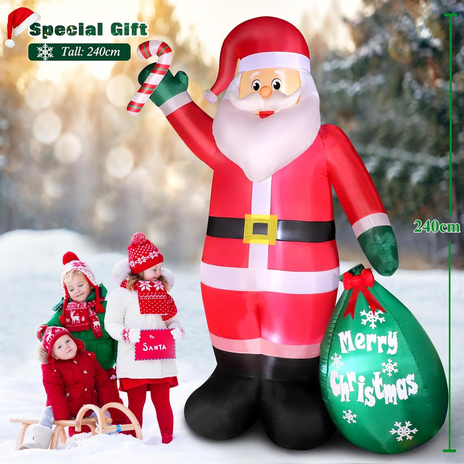 6/12FT Large Christmas Inflatables Santa Carrying Gift Bags Decoration Blow Up Xmas Toys Outdoor Courtyard Garden Party Decor - Image 2