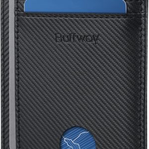 Slim Minimalist Front Pocket RFID Blocking Leather Wallets for Men - Peak Black