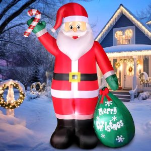 6/12FT Large Christmas Inflatables Santa Carrying Gift Bags Decoration Blow Up Xmas Toys Outdoor Courtyard Garden Party Decor