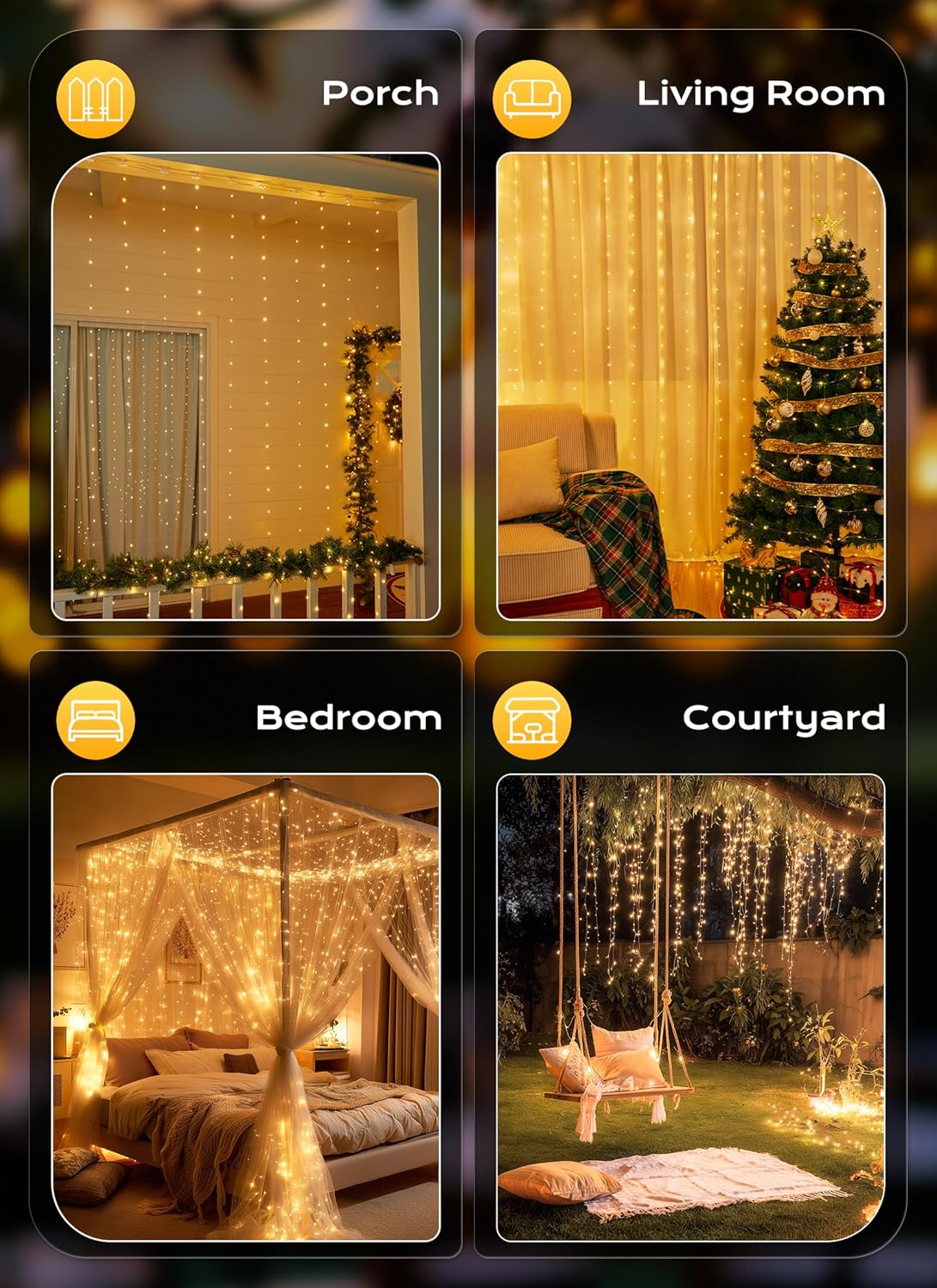 Christmas Decor LED String Curtain Light Christmas Tree Ornament Navidad Xmas 2023 New Year - Image 3