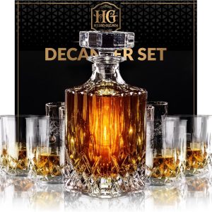Personalized Whiskey Decanter & Glasses Set — Lead-Free Crystal Decanter, Engraving Option, Gift Boxed